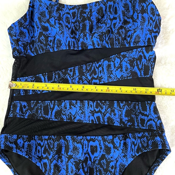 Shade & Shore Snakeskin Mesh Detailing Blue and Black One Piece Swimsuit Size S - Picture 10 of 13